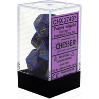 D7-Die Set Dice Lustrous Polyhedral Purple/Gold (7 Dice in Display)