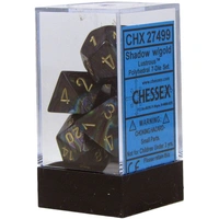 D7-Die Set Dice Lustrous Polyhedral Shadow/Gold (7 Dice in Display)