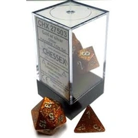 D7-Die Set Dice Glitter Polyhedral Gold/Silver (7 Dice in Display)