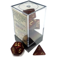 D7-Die Set Dice Glitter Polyhedral Ruby/Gold (7 Dice in Display)