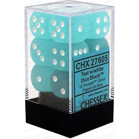 Chessex D6 Frosted 16mm d6 Teal/white Dice Block (12 dice)