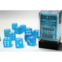 CHX 27616 Frosted Caribbean Blue/white 16mm d6 Dice Block (12 dice)