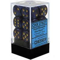 Chessex D6 Scarab 16mm d6 Royal Blue/gold Dice Block (12 dice)