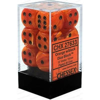 Chessex D6 Vortex 16mm d6 Orange/black Dice Block (12 dice)