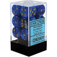 Chessex D6 Vortex 16mm d6 Blue/gold Dice Block (12 dice)