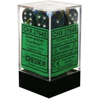 Chessex D6 Festive 16mm d6 Green/silver Dice Block (12 dice)