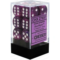 Chessex D6 Festive 16mm d6 Violet/white Dice Block (12 dice)