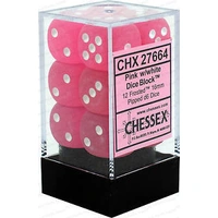 Chessex D6 Frosted 16mm d6 Pink/white Dice Block (12 dice)