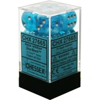 Chessex D6 Cirrus 16mm d6 Aqua/silver Dice Block (12 dice)