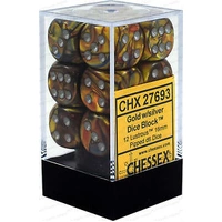 Chessex D6 Lustrous 16mm d6 Gold/silver Dice Block (12 dice)