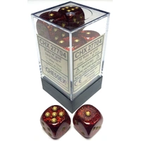 Chessex D6 Glitter 16mm d6 Ruby/gold Dice Block (12 dice)