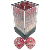 D6 Dice Ghostly Glow 16mm Pink/Silver (12 Dice in Display)