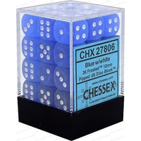 Chessex D6 Frosted 12mm d6 Blue/white Dice Block (36 dice)