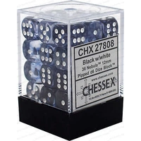 Chessex D6 Nebula 12mm d6 Black/white Dice Block (36 dice)