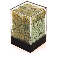 Chessex D6 Marble 12mm d6 Green/dark green Dice Block (36 dice)