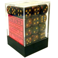 Chessex D6 Scarab 12mm d6 Blue Blood/gold Dice Block (36 dice)