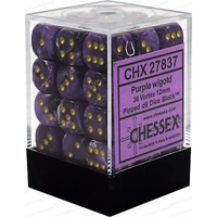 Chessex D6 Vortex 12mm d6 Purple/gold Dice Block (36 dice)