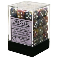 Chessex D6 Festive 12mm d6 Carousel/white Dice Block (36 dice)