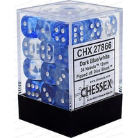 D6 Dice Nebula 12mm Dark Blue/White (36 Dice in Display)