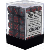 Chessex D6 Velvet 12mm d6 Black/red Dice Block (36 dice)