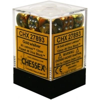 Chessex D6 Lustrous 12mm d6 Gold/silver Dice Block (36 dice)