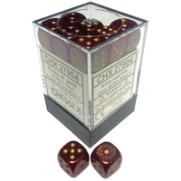 D6 Dice Glitter 12mm Ruby/Gold (36 Dice in Display)