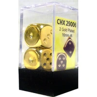 Chessex D6 Dice Gold Metallic 16mm d6 Pair