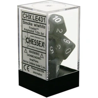 D7-Die Set Dice Frosted Polyhedral Smoke/White (7 Dice in Display)