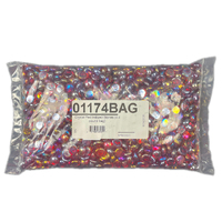 CHX 01174BAG Iridized Red Glass Stones Bag