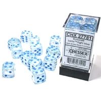 Chessex D6 DiceBorealis 16mm d6 Icicle/light blue Luminary Dice Block (12 dice)