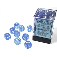 D6 Dice Borealis 12mm Sky Blue/White (36 Dice in Display)