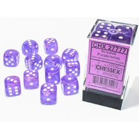 D6 Dice Borealis 16mm Purple/White (12 Dice in Display)