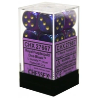 Chessex D6 Borealis 16mm d6 Royal Purple/gold Luminary Dice Block