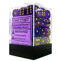 Chessex D6 Borealis 12mm d6 Royal Purple/gold Luminary Dice Block