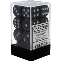 D6 Dice Borealis 16mm Light Smoke/Silver (12 Dice in Display)