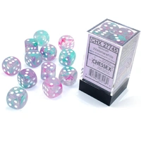 Chessex D6 DiceNebula 16mm d6 Wisteria/white Luminary Dice Block (12 dice)