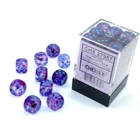 Chessex D6 DiceNebula 12mm d6 Nocturnal/blue Luminary Dice Block (36 dice)