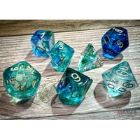 Chessex D7-Die Set Nebula Polyhedral Oceanic/gold Luminary 7-Die Set