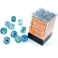 Chessex D6 DiceNebula 12mm d6 Oceanic/gold Luminary Dice Block (36 dice)