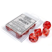 Chessex D10 DiceNebula Red/silver Luminary Set of Ten d10s