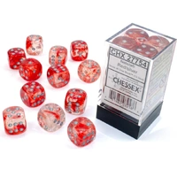 Chessex D6 DiceNebula 16mm d6 Red/silver Luminary Dice Block (12 dice)