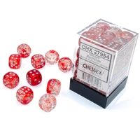 Chessex D6 DiceNebula 12mm d6 Red/silver Luminary Dice Block (36 dice)