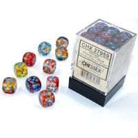 Chessex D6 DiceNebula 12mm d6 Primary/blue Luminary Dice Block (36 dice)