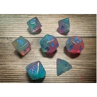 Chessex D7-Die Set Gemini Polyhedral Gel Green-Pink/blue Luminary 7-Die Set