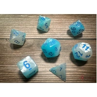 Chessex D7-Die Set Gemini Polyhedral Pearl Turquoise-White/blue Luminary 7-Die Set