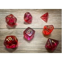 Chessex D7-Die Set Gemini Polyhedral Translucent Red-Violet/gold 7-Die Set