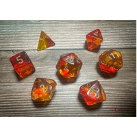 Chessex D7-Die Set Gemini Polyhedral Translucent Red-Yellow/gold 7-Die Set