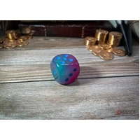 Chessex D6 DiceGemini 30mm w/pips Gel Green-Pink/blue Luminary d6