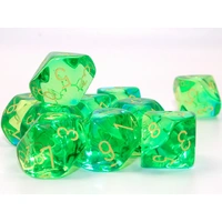 Chessex D10 DiceGemini Translucent Green-Teal/yellow Set of 10 d10s