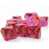 Chessex D10 DiceGemini Translucent Red-Violet/gold Set of 10 d10s